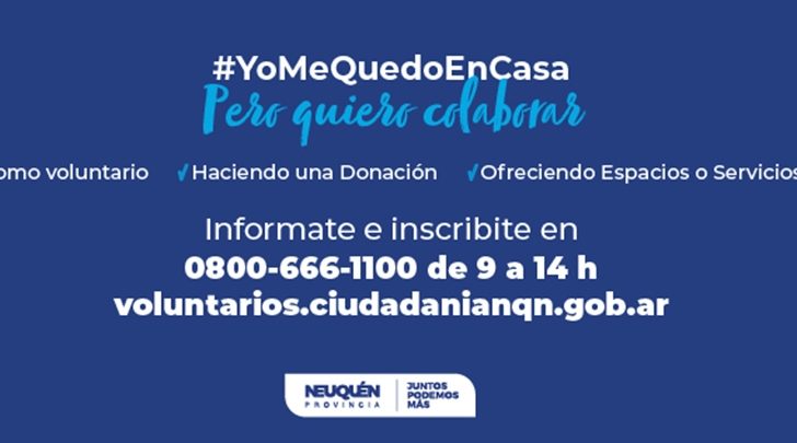 Coronavirus: Neuquén lanzó el programa “Ayudándonos” para sumar voluntarios y donaciones